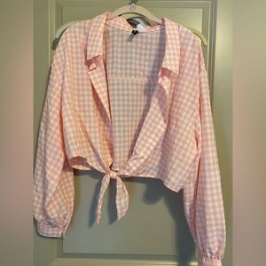H&M Powder Pink tie cotton shirt - Size XL